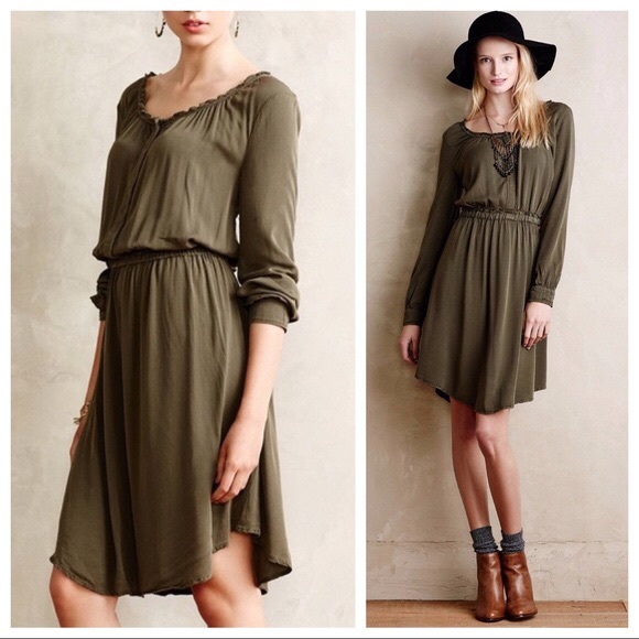 Anthropologie Dresses & Skirts - Anthro Olive Green Ocala ShirtDress
